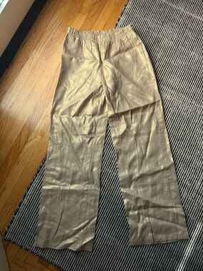 NWoT! Shimmery Gold Wide-Leg Linen Pants
